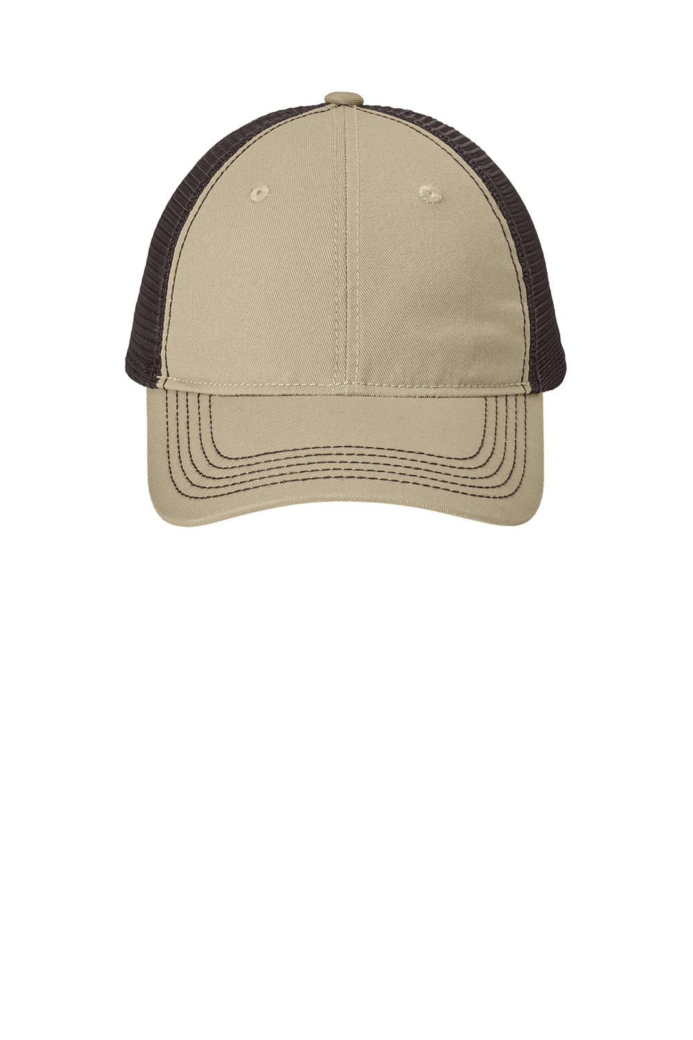 District DT630 Mens Adjustable Hat Khaki Brown/Chocolate Brown Flat Front