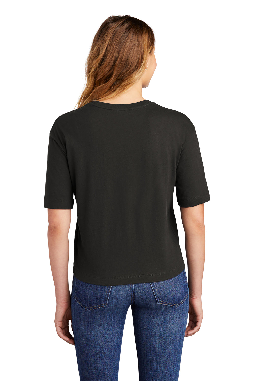 District DT6402 Womens Very Important Boxy Short Sleeve Crewneck T-Shirt Black Model Back