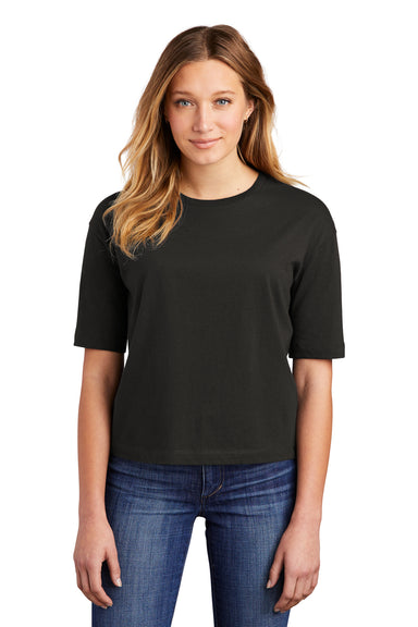 District DT6402 Womens Very Important Boxy Short Sleeve Crewneck T-Shirt Black Model Front