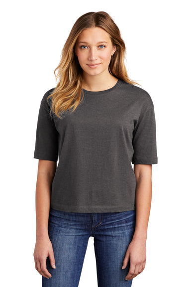 District DT6402 Womens Very Important Boxy Short Sleeve Crewneck T-Shirt Heather Charcoal Grey Model Front