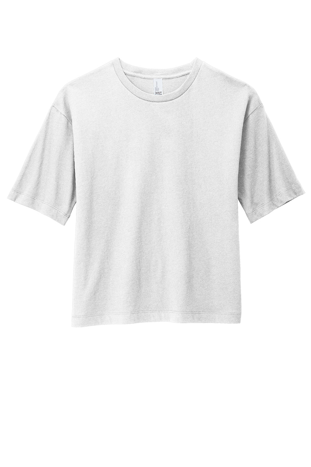 District DT6402 Womens Very Important Boxy Short Sleeve Crewneck T-Shirt White Flat Front