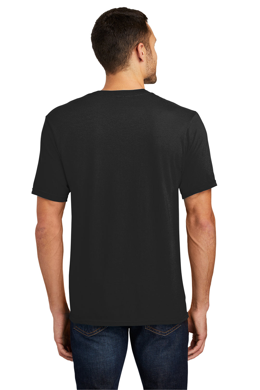 District DT6500 Mens Very Important Short Sleeve V-Neck T-Shirt Black Model Back