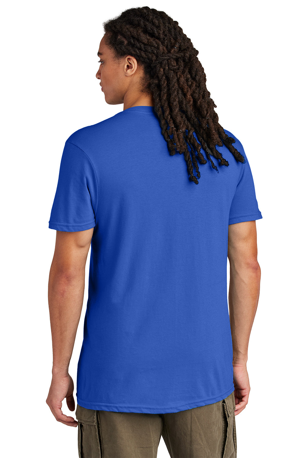 District DT6500 Mens Very Important Short Sleeve V-Neck T-Shirt Deep Royal Blue Model Back