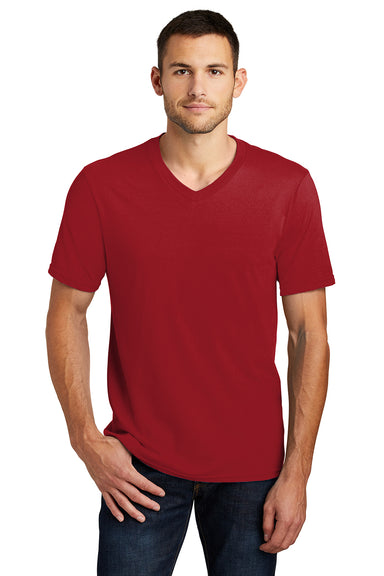 District DT6500 Mens Very Important Short Sleeve V-Neck T-Shirt Classic Red Model Front