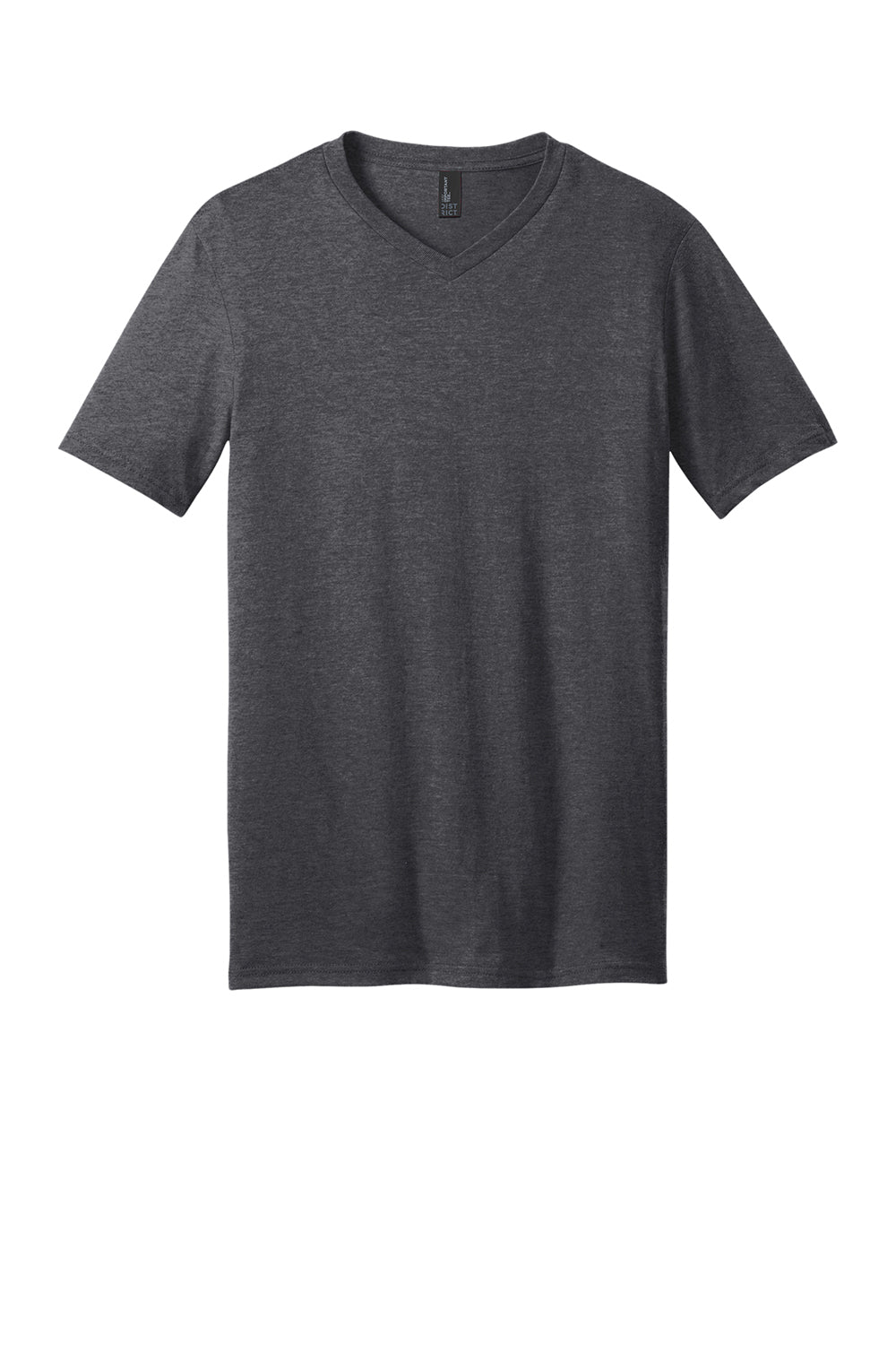 District DT6500 Mens Very Important Short Sleeve V-Neck T-Shirt Heather Charcoal Grey Flat Front