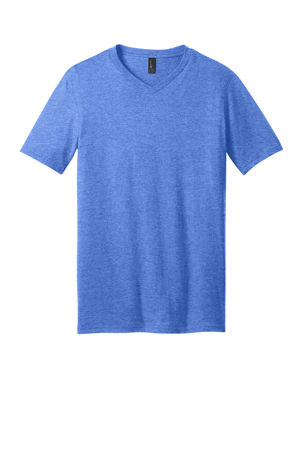 District DT6500 Mens Very Important Short Sleeve V-Neck T-Shirt Heather Royal Blue Flat Front