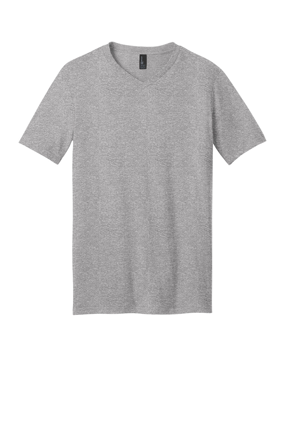 District DT6500 Mens Very Important Short Sleeve V-Neck T-Shirt Heather Light Grey Flat Front