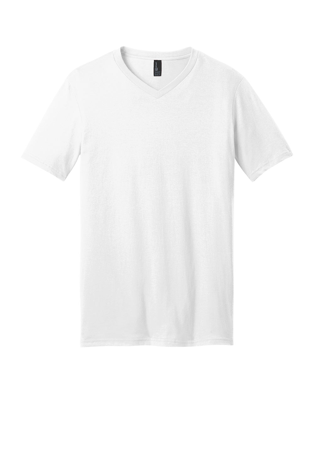 District DT6500 Mens Very Important Short Sleeve V-Neck T-Shirt White Flat Front