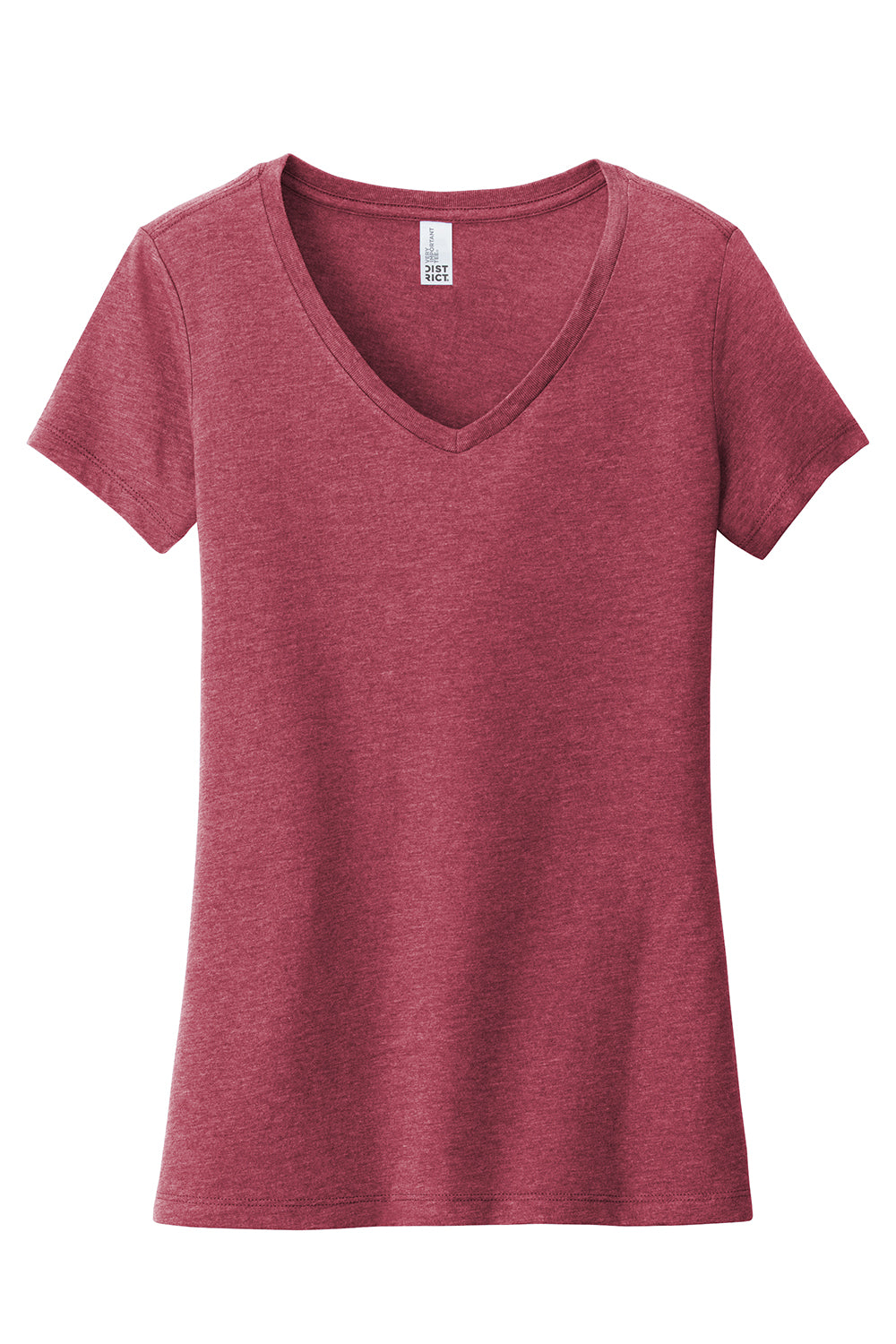 District DT6503 Womens Very Important Short Sleeve V-Neck T-Shirt Heather Cardinal Red Flat Front