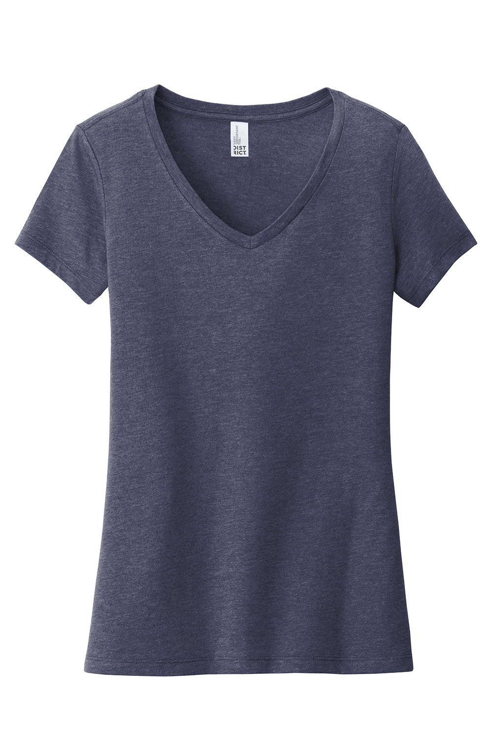 District DT6503 Womens Very Important Short Sleeve V-Neck T-Shirt New Navy Blue Flat Front