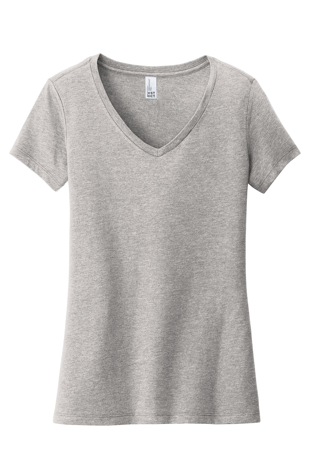 District DT6503 Womens Very Important Short Sleeve V-Neck T-Shirt Heather Light Grey Flat Front