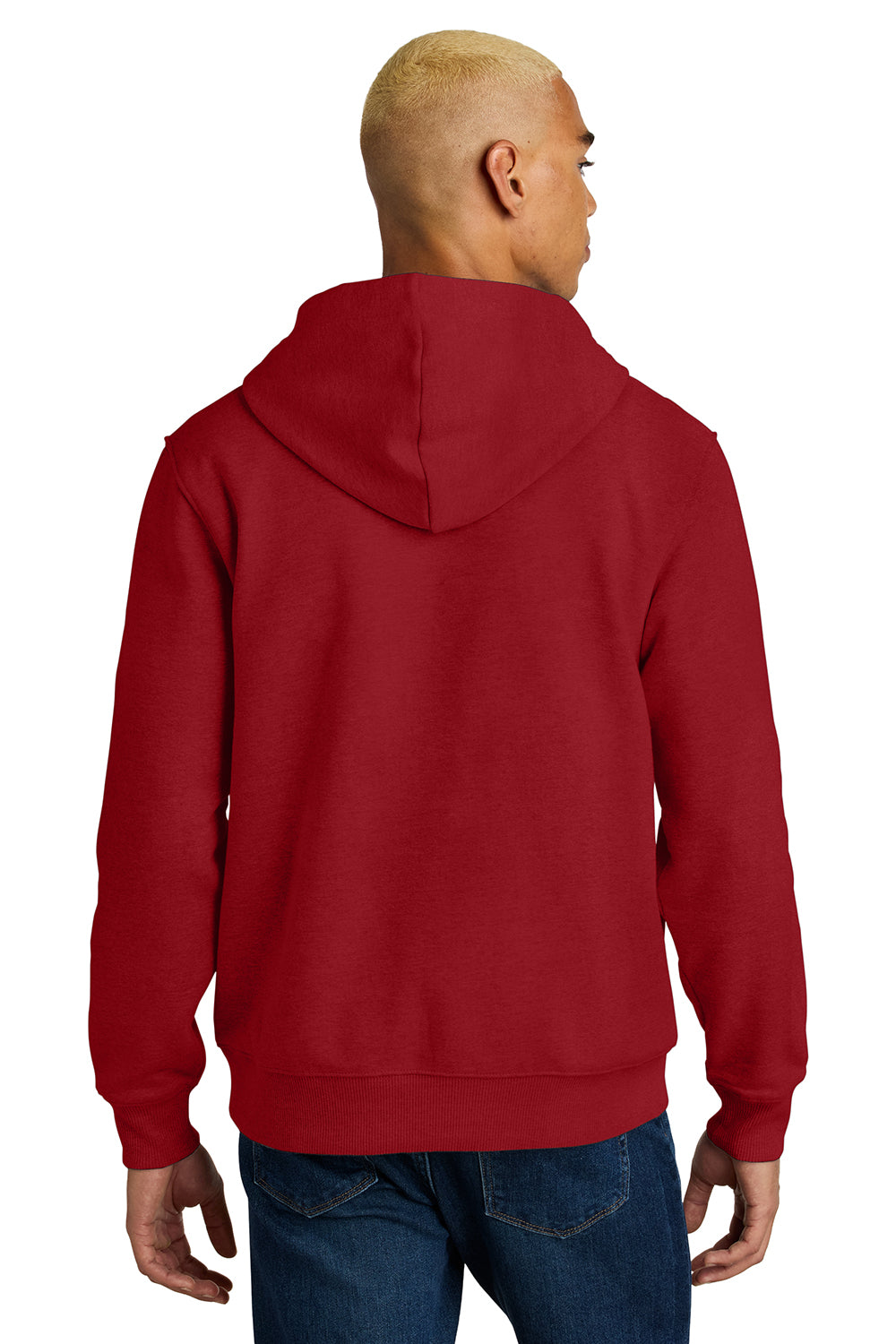 District DT6600 Mens V.I.T. Heavyweight Fleece Hooded Sweatshirt Hoodie Classic Red Model Back