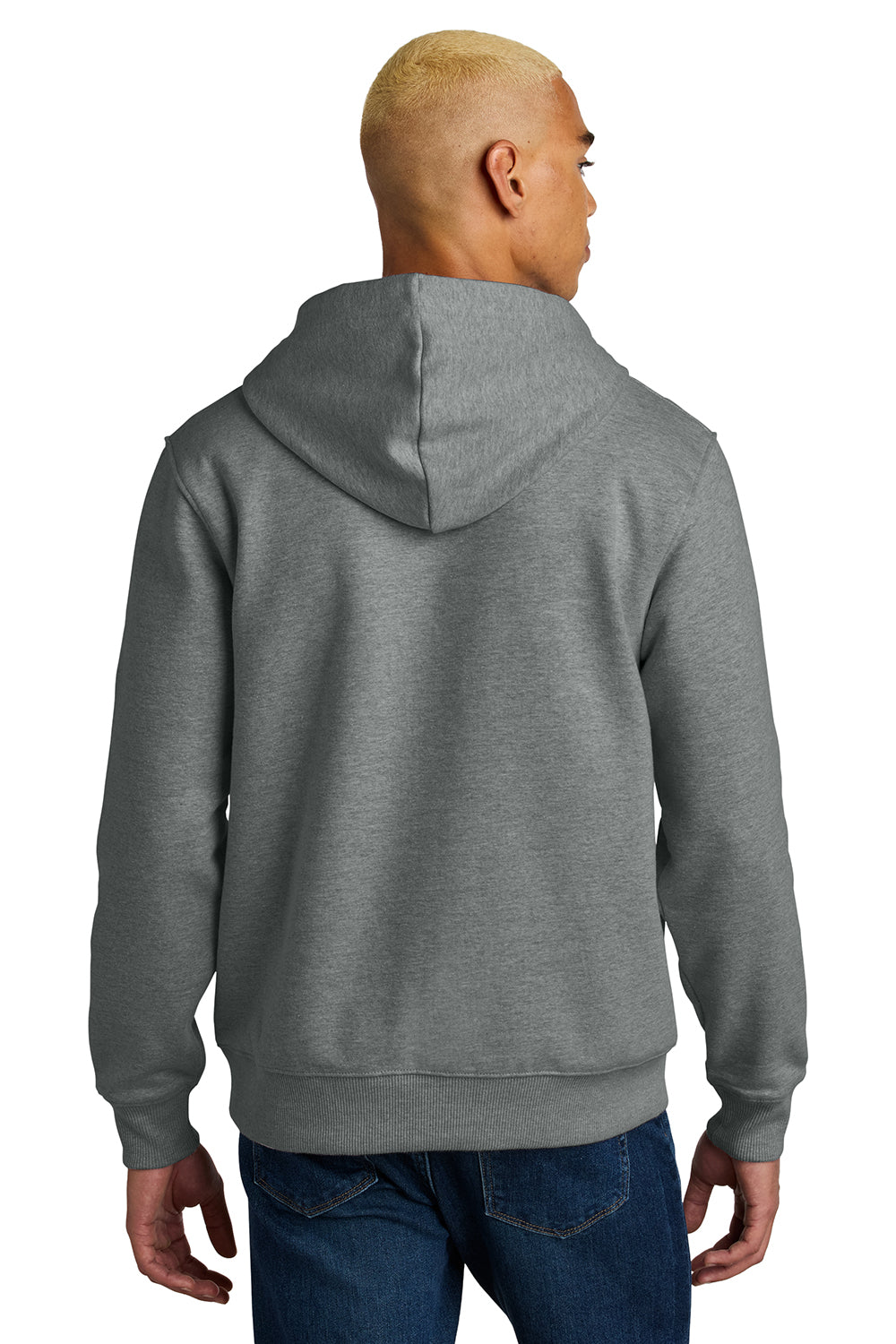 District DT6600 Mens V.I.T. Heavyweight Fleece Hooded Sweatshirt Hoodie Grey Frost Model Back