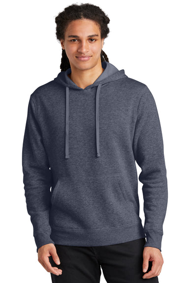 District DT6600 Mens V.I.T. Heavyweight Fleece Hooded Sweatshirt Hoodie Heather Navy Blue Model Front