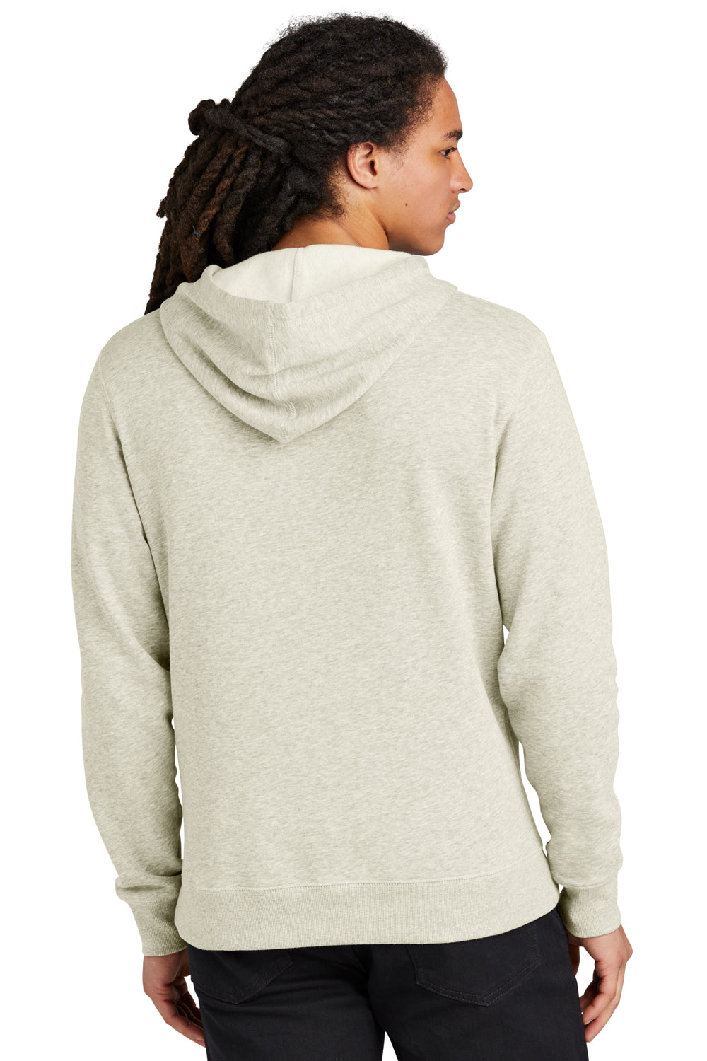 District DT6600 Mens V.I.T. Heavyweight Fleece Hooded Sweatshirt Hoodie Heather Oatmeal Model Back