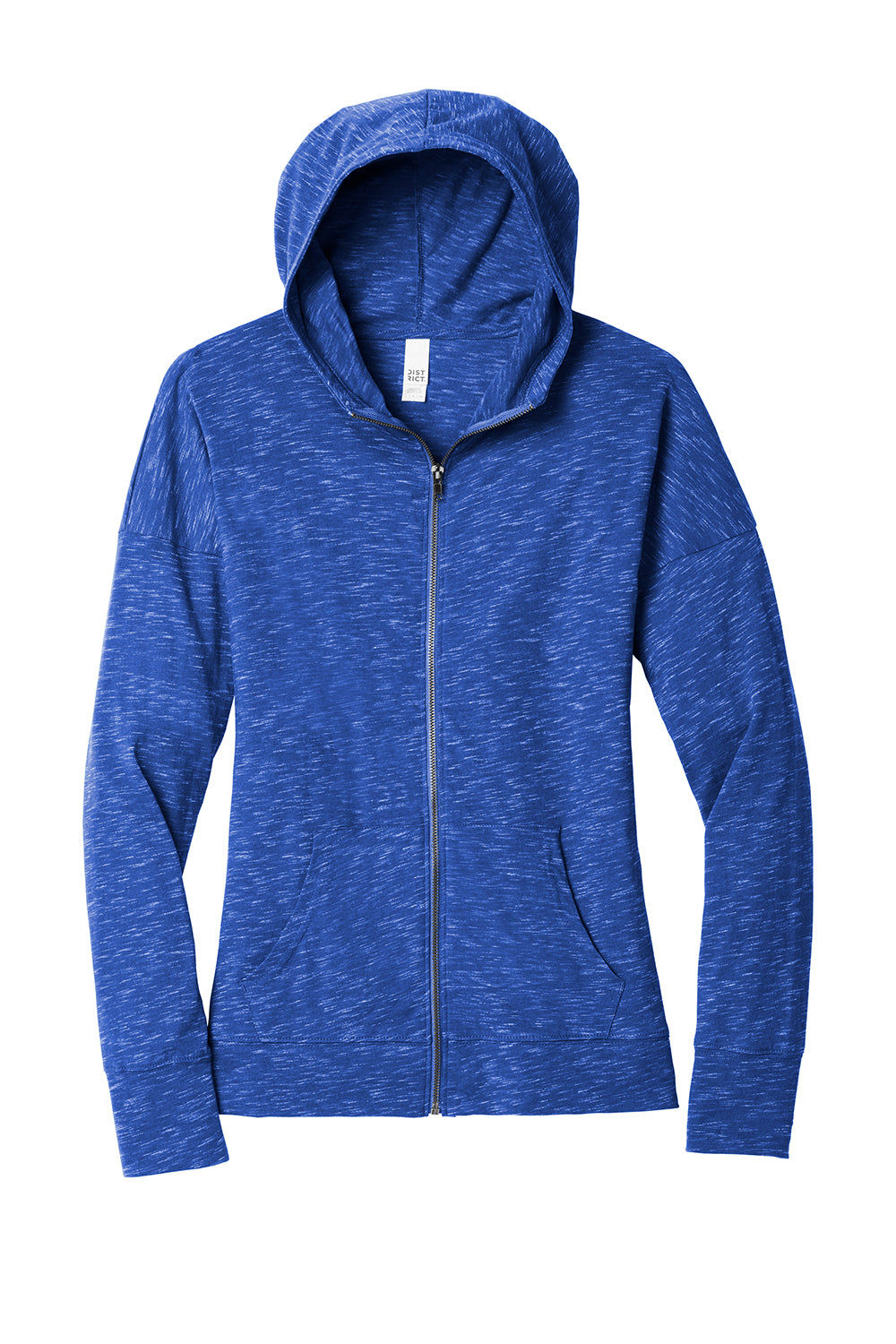 District DT665 Womens Medal Full Zip Hooded Sweatshirt Hoodie Deep Royal Blue Flat Front