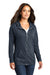 District DT665 Womens Medal Full Zip Hooded Sweatshirt Hoodie New Navy Blue Model 3q