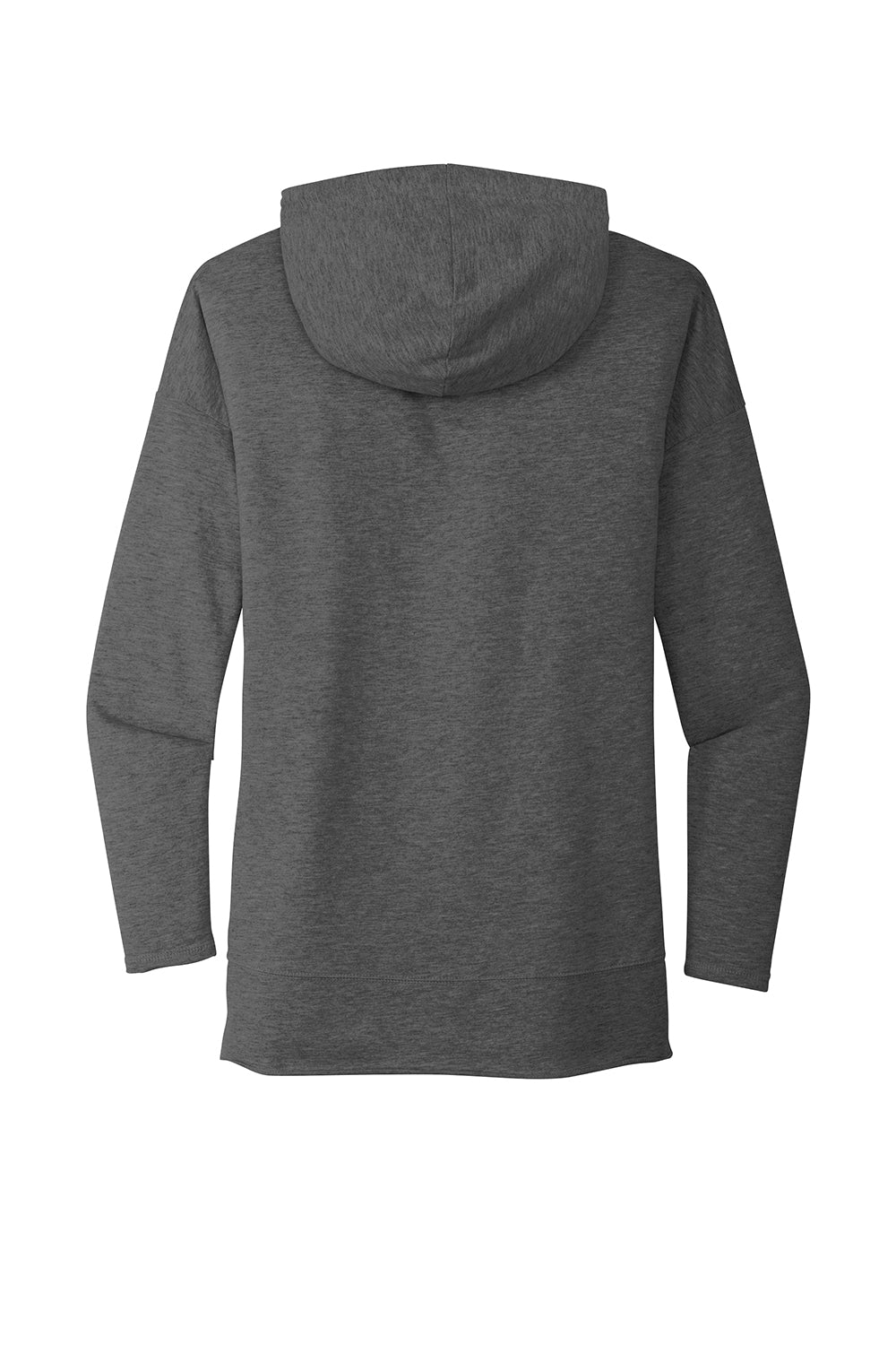 District DT671 Womens French Terry Hooded T-Shirt Hoodie Washed Coal Grey Flat Back