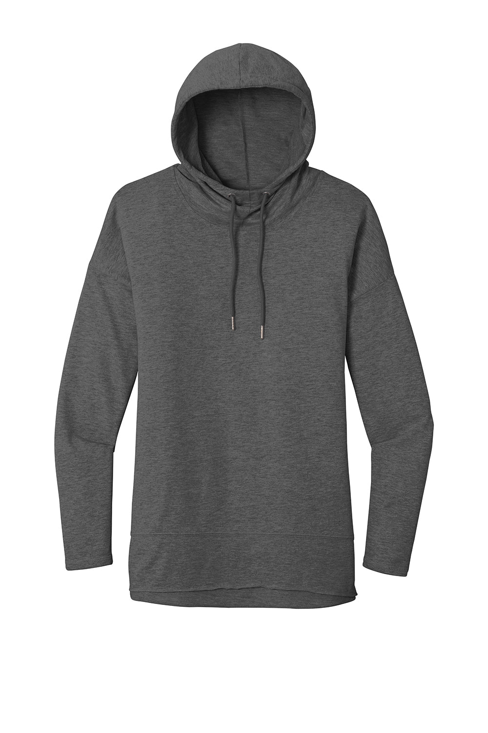 District DT671 Womens French Terry Hooded T-Shirt Hoodie Washed Coal Grey Flat Front