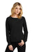 District DT672 Womens French Terry Crewneck Sweatshirt Black Model Front