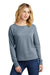 District DT672 Womens French Terry Crewneck Sweatshirt Heather Flint Blue Model Front