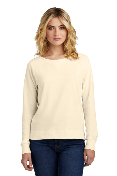 District DT672 Womens French Terry Crewneck Sweatshirt Gardenia Model Front