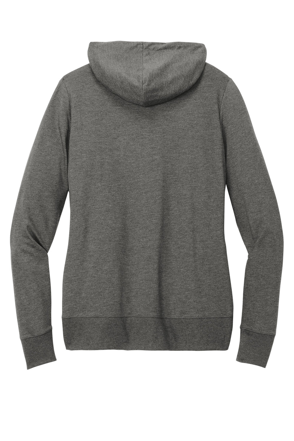 District DT673 Womens French Terry Full Zip Hooded Sweatshirt Hoodie Washed Coal Grey Flat Back