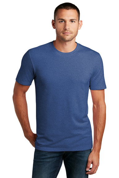 District DT7500 Mens Flex Short Sleeve Crewneck T-Shirt Heather Deep Royal Blue Model Front