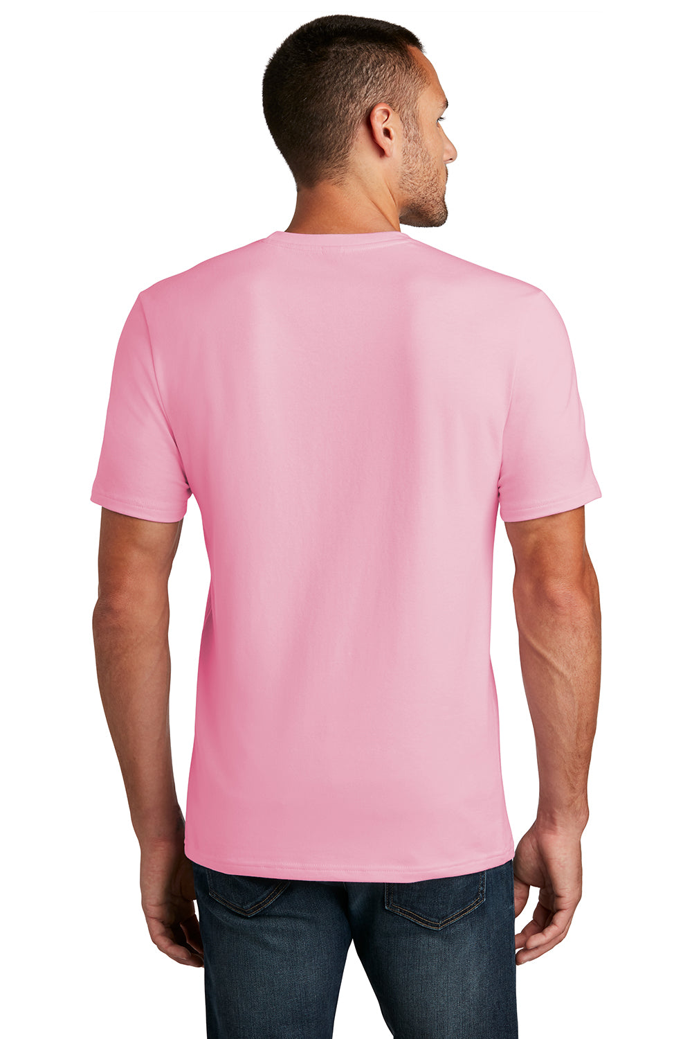 District DT7500 Mens Flex Short Sleeve Crewneck T-Shirt Lilac Pink Model Back