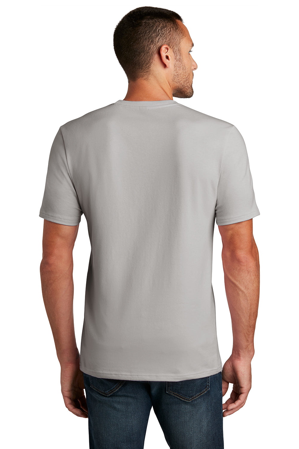 District DT7500 Mens Flex Short Sleeve Crewneck T-Shirt Silver Grey Mist Model Back