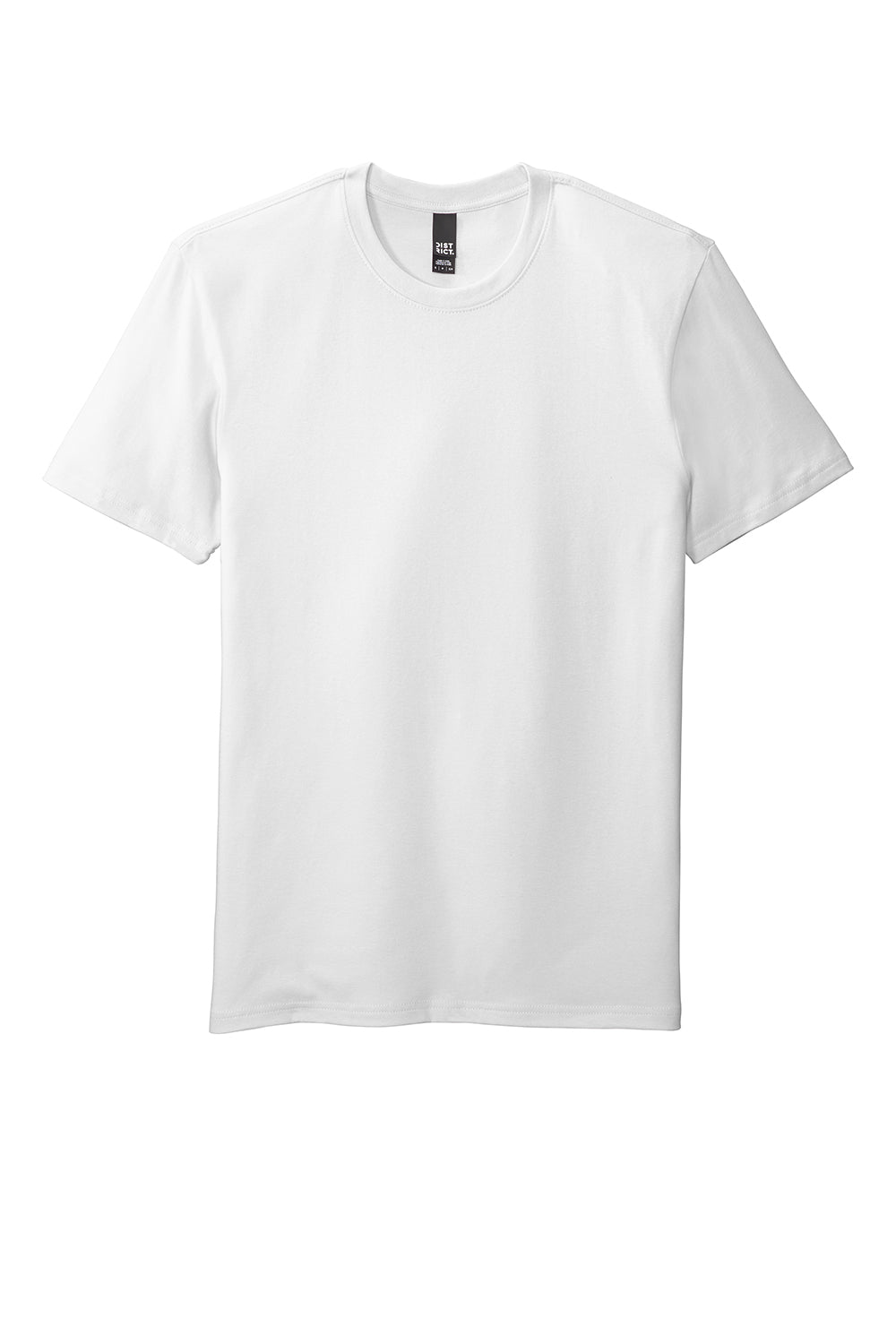 District DT7500 Mens Flex Short Sleeve Crewneck T-Shirt White Flat Front