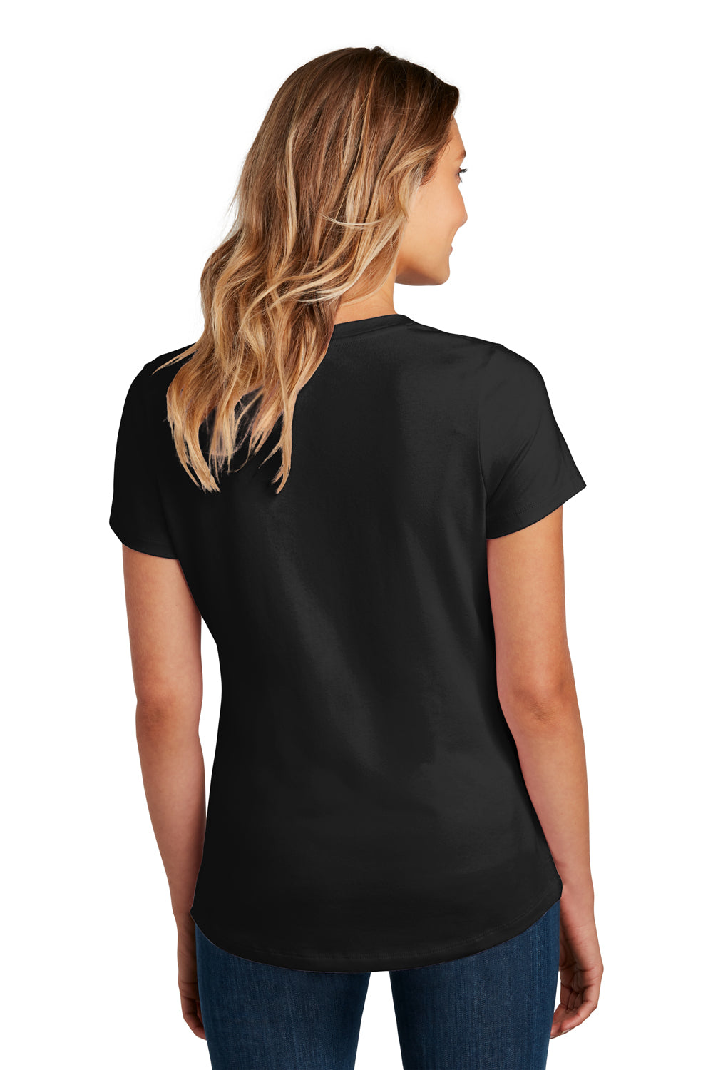 District DT7501 Womens Flex Short Sleeve Scoop Neck T-Shirt Black Model Back