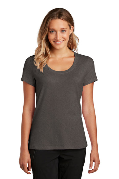 District DT7501 Womens Flex Short Sleeve Scoop Neck T-Shirt Heather Charcoal Grey Model Front