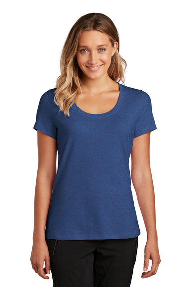 District DT7501 Womens Flex Short Sleeve Scoop Neck T-Shirt Heather Deep Royal Blue Model Front