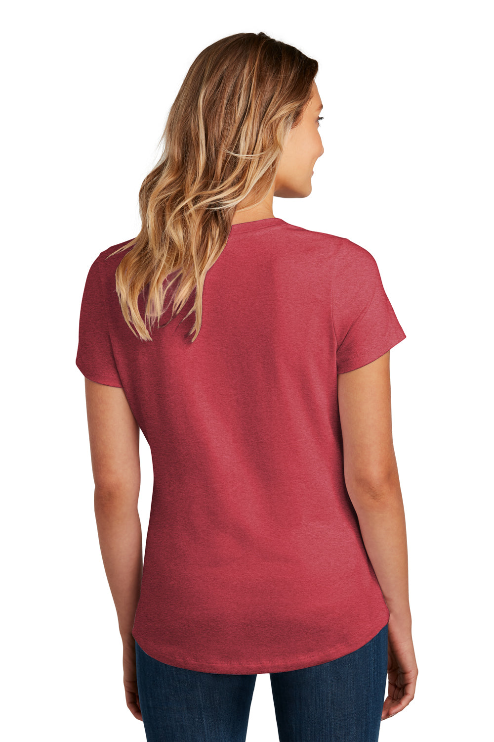 District DT7501 Womens Flex Short Sleeve Scoop Neck T-Shirt Heather Red Model Back