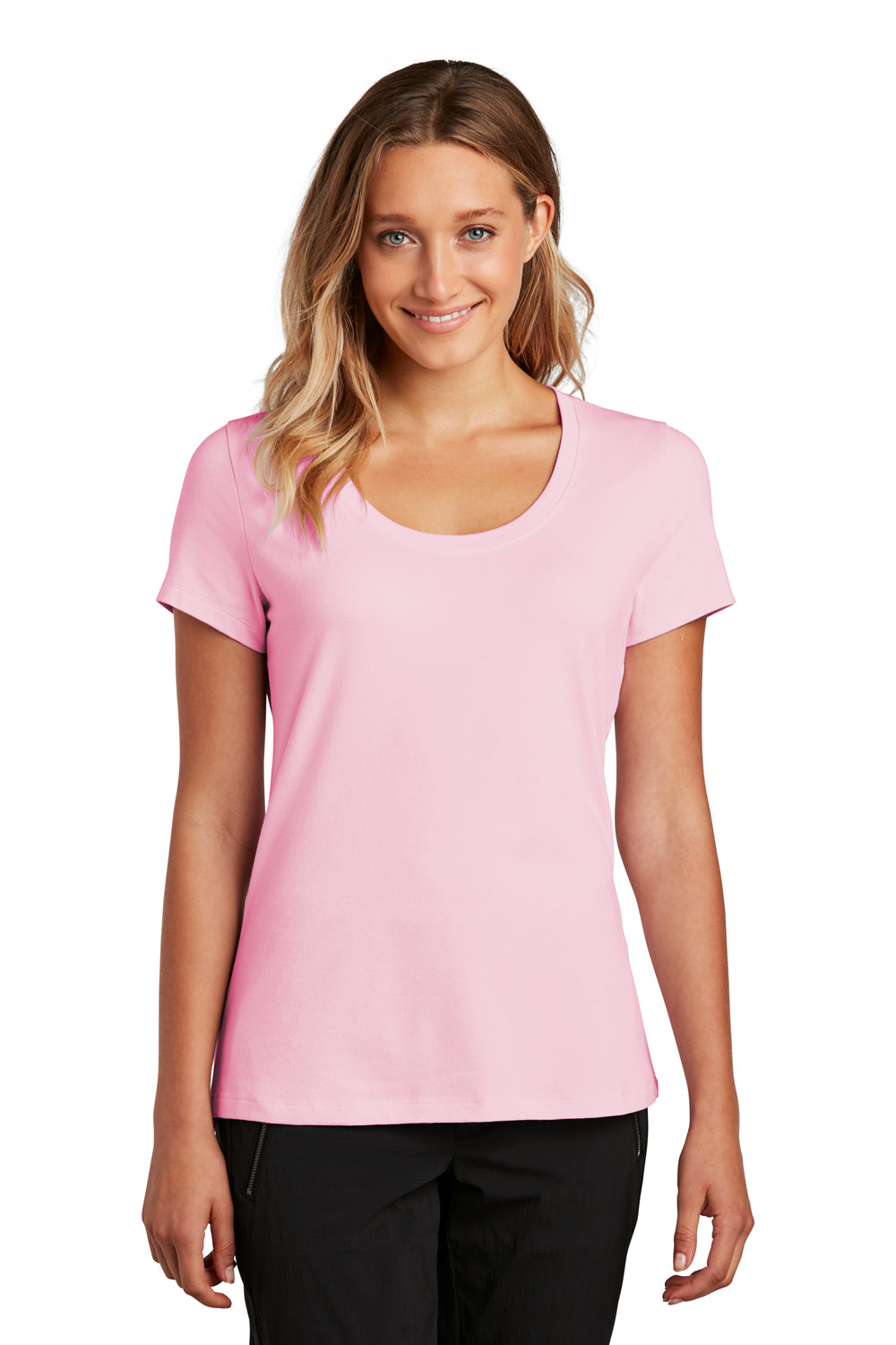 District DT7501 Womens Flex Short Sleeve Scoop Neck T-Shirt Lilac Pink Model Front