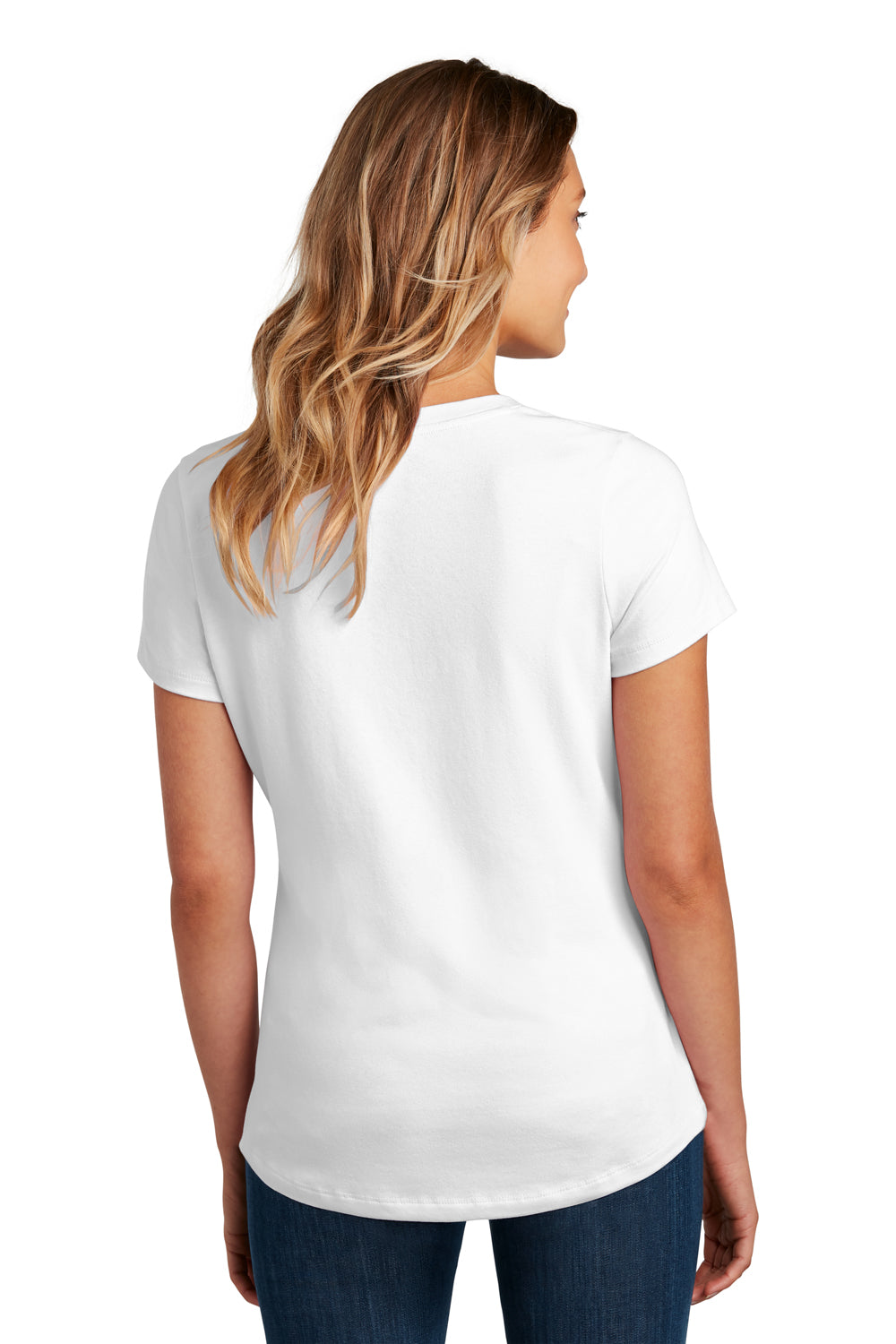 District DT7501 Womens Flex Short Sleeve Scoop Neck T-Shirt White Model Back