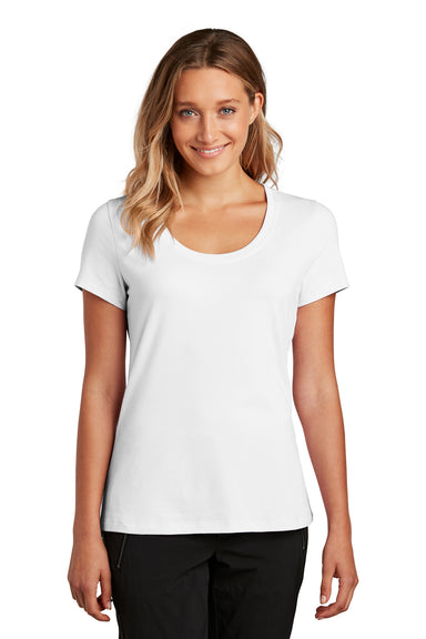 District DT7501 Womens Flex Short Sleeve Scoop Neck T-Shirt White Model Front