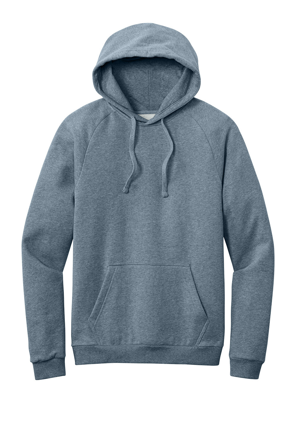 District DT7800 Mens Cloud Fleece Hooded Sweatshirt Hoodie Heather Flint Blue Flat Front