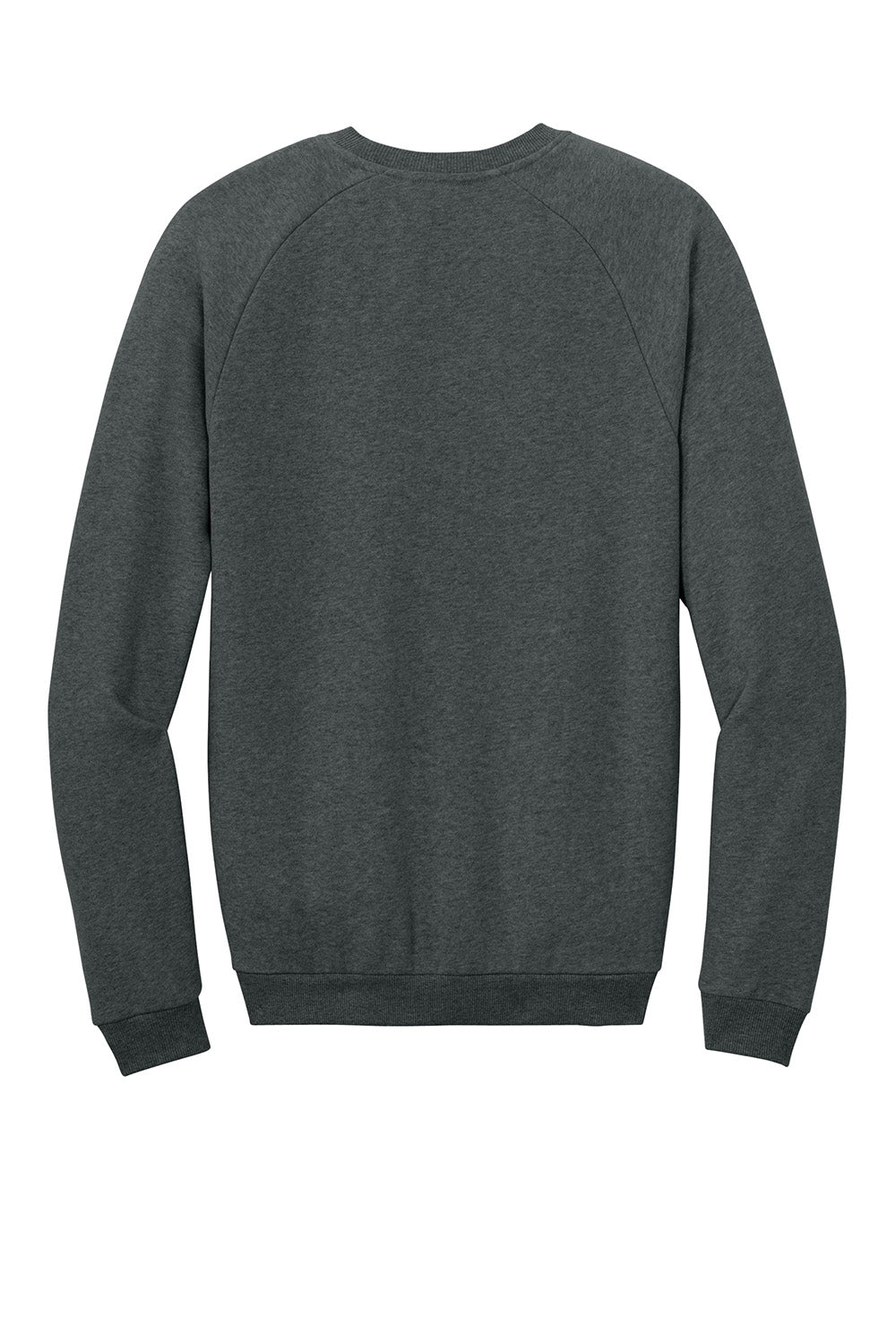 District DT7804 Mens Cloud Fleece Crewneck Sweatshirt Heather Charcoal Grey Flat Back