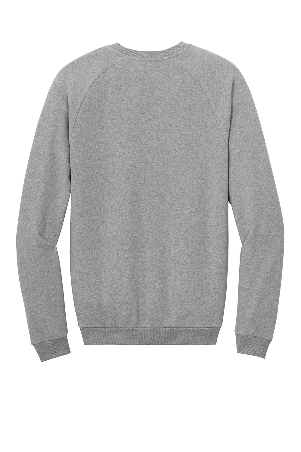 District DT7804 Mens Cloud Fleece Crewneck Sweatshirt Heather Steel Grey Flat Back