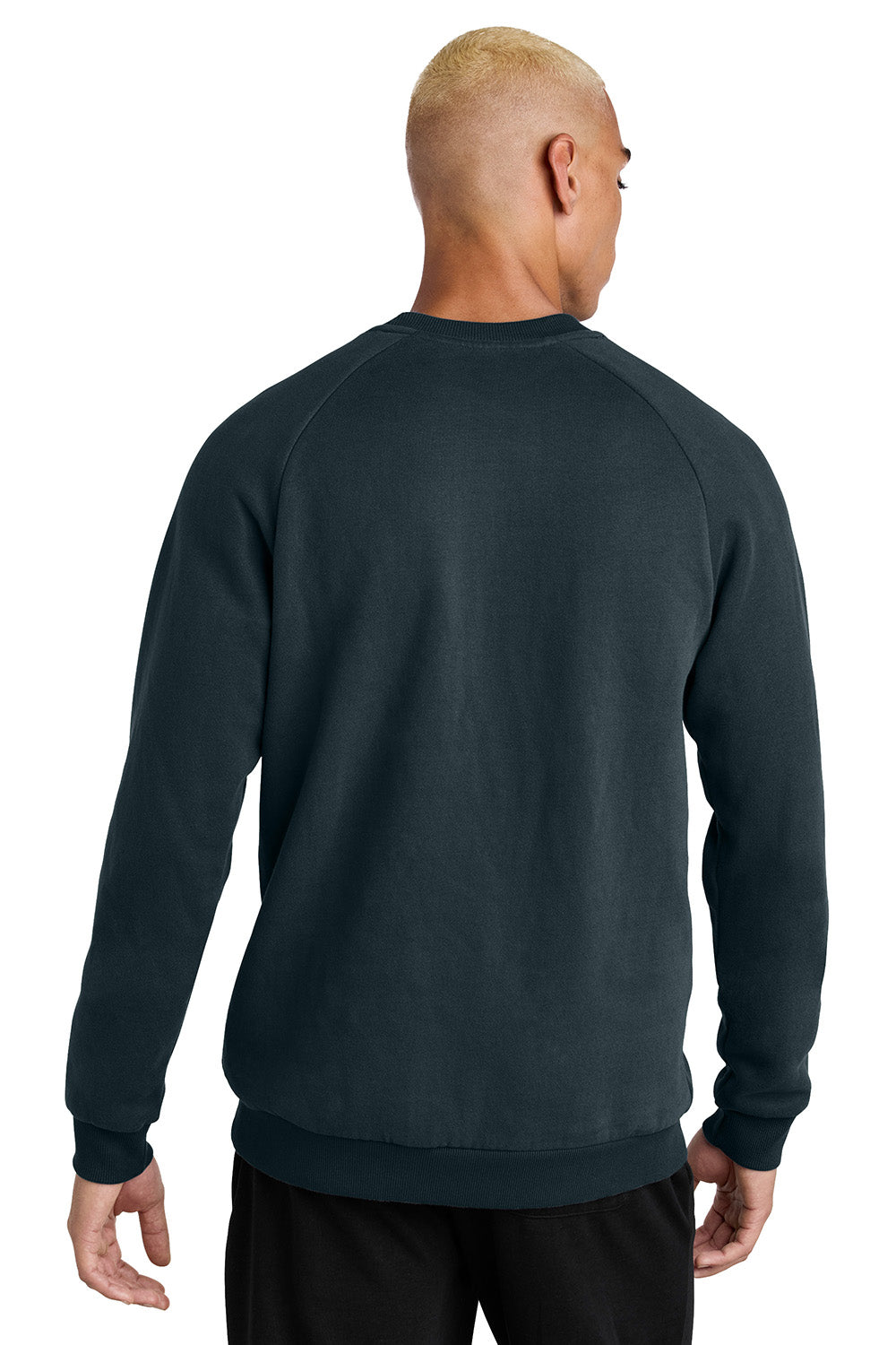 District DT7804 Mens Cloud Fleece Crewneck Sweatshirt New Navy Blue Model Back