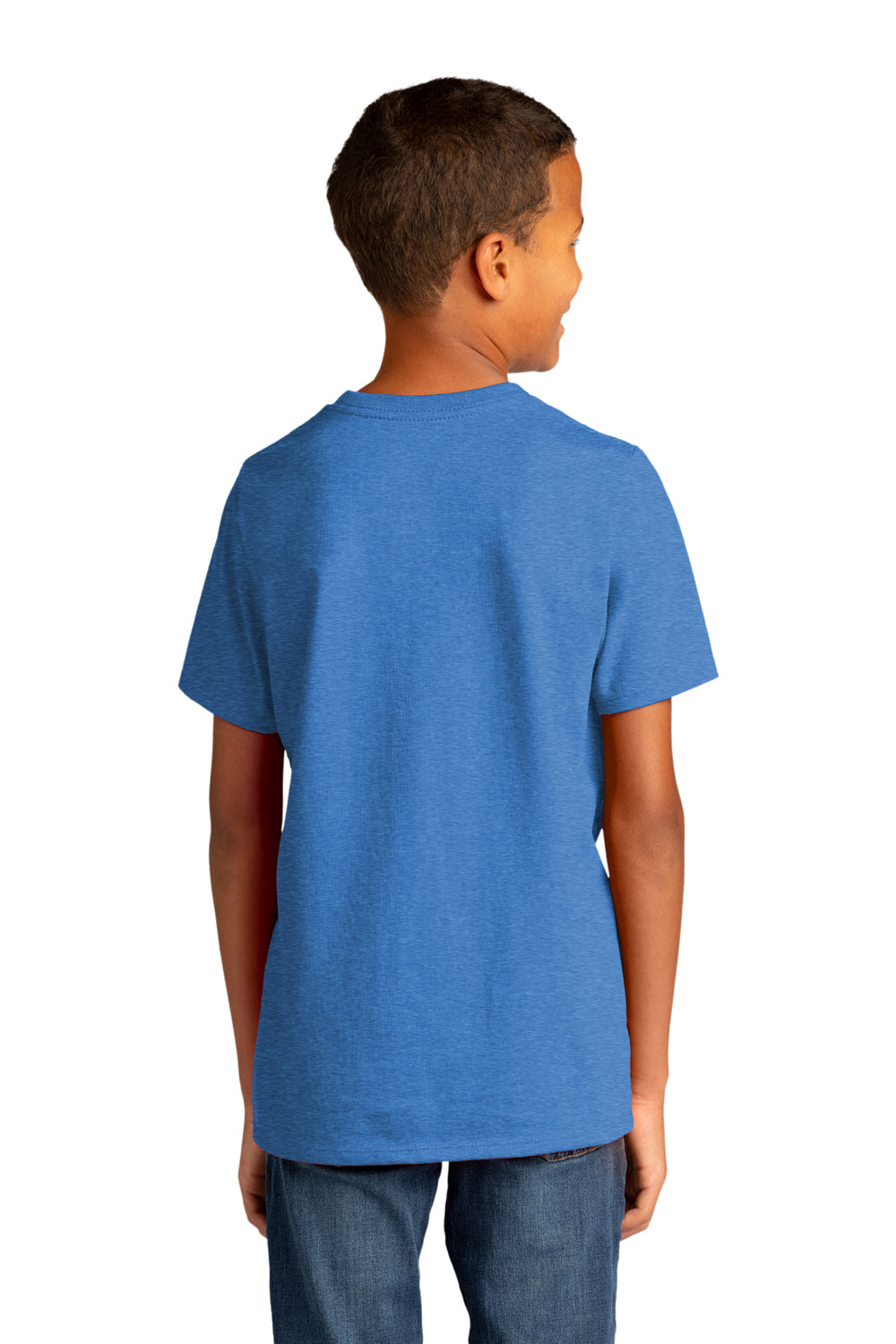 District DT8000Y Youth Re-Tee Short Sleeve Crewneck T-Shirt Heather Blue Model Back