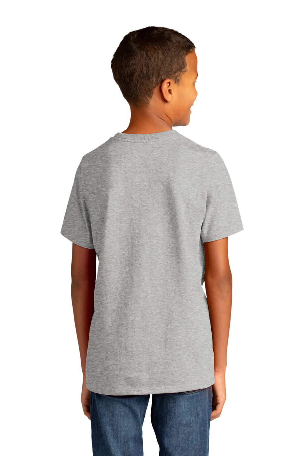 District DT8000Y Youth Re-Tee Short Sleeve Crewneck T-Shirt Heather Light Grey Model Back