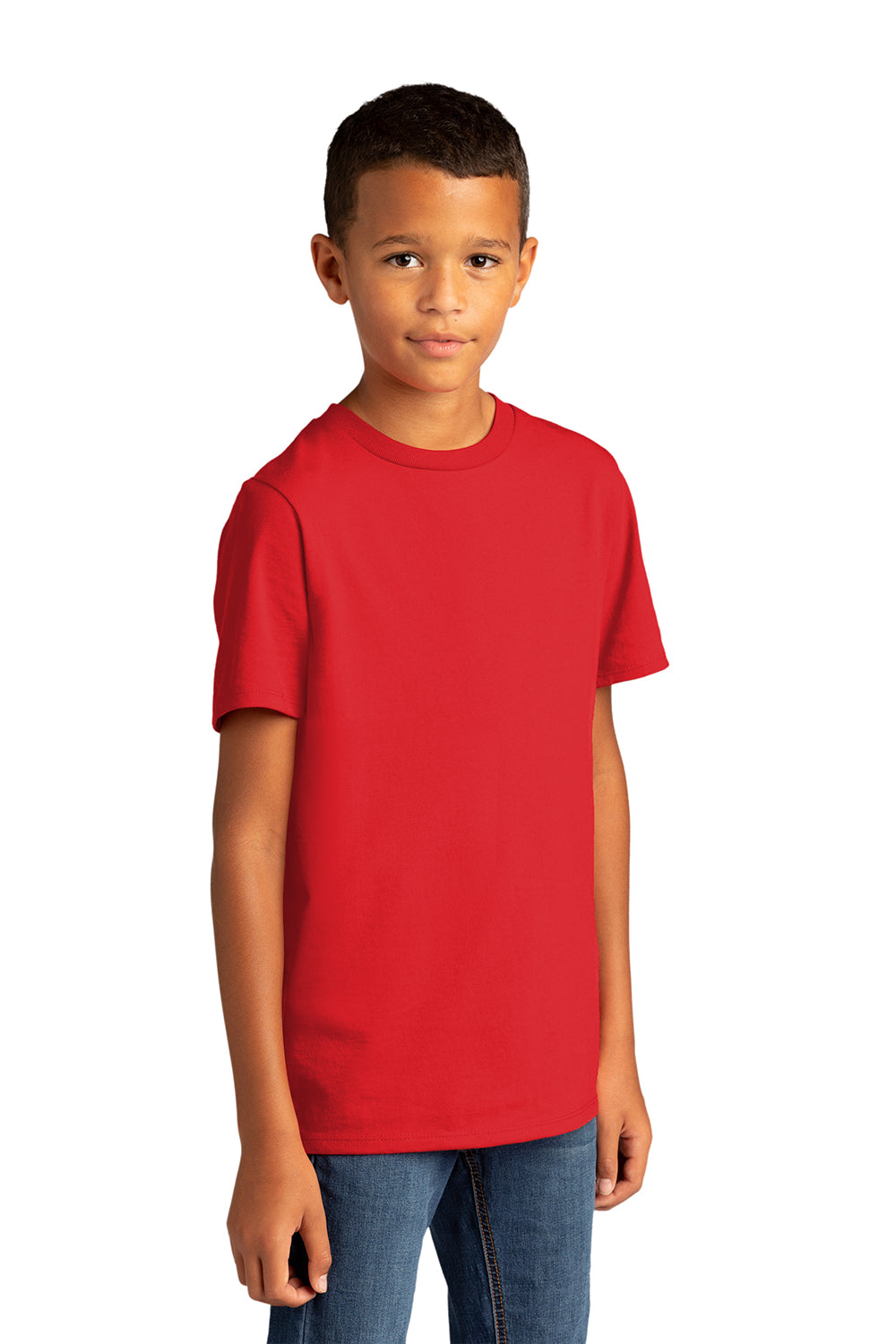 District DT8000Y Youth Re-Tee Short Sleeve Crewneck T-Shirt Ruby Red Model 3q