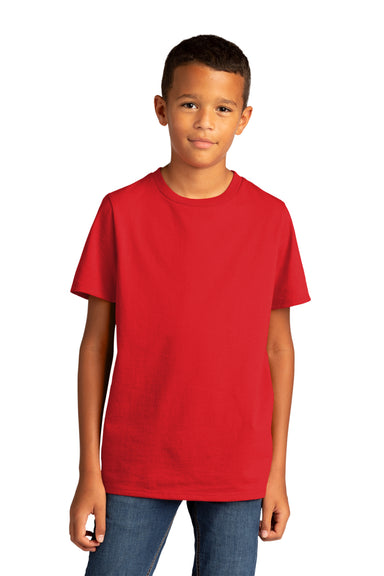 District DT8000Y Youth Re-Tee Short Sleeve Crewneck T-Shirt Ruby Red Model Front