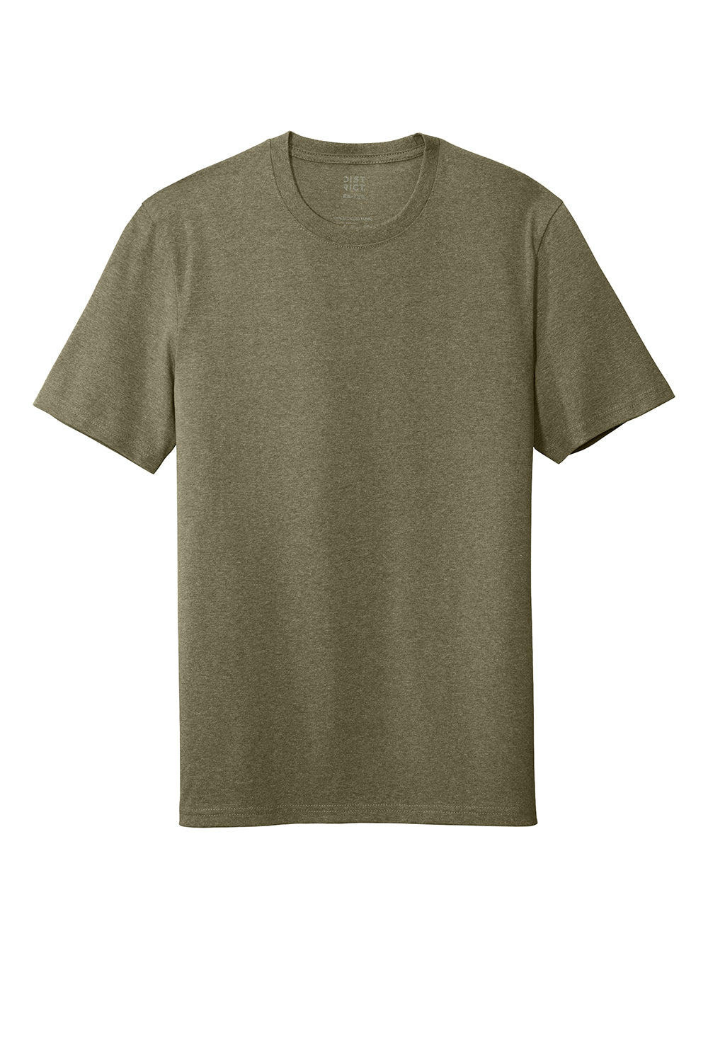 District DT8000 Mens Re-Tee Short Sleeve Crewneck T-Shirt Heather Light Olive Green Flat Front