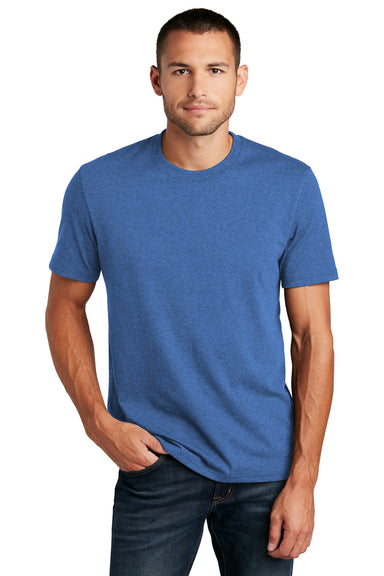 District DT8000 Mens Re-Tee Short Sleeve Crewneck T-Shirt Heather Blue Model Front