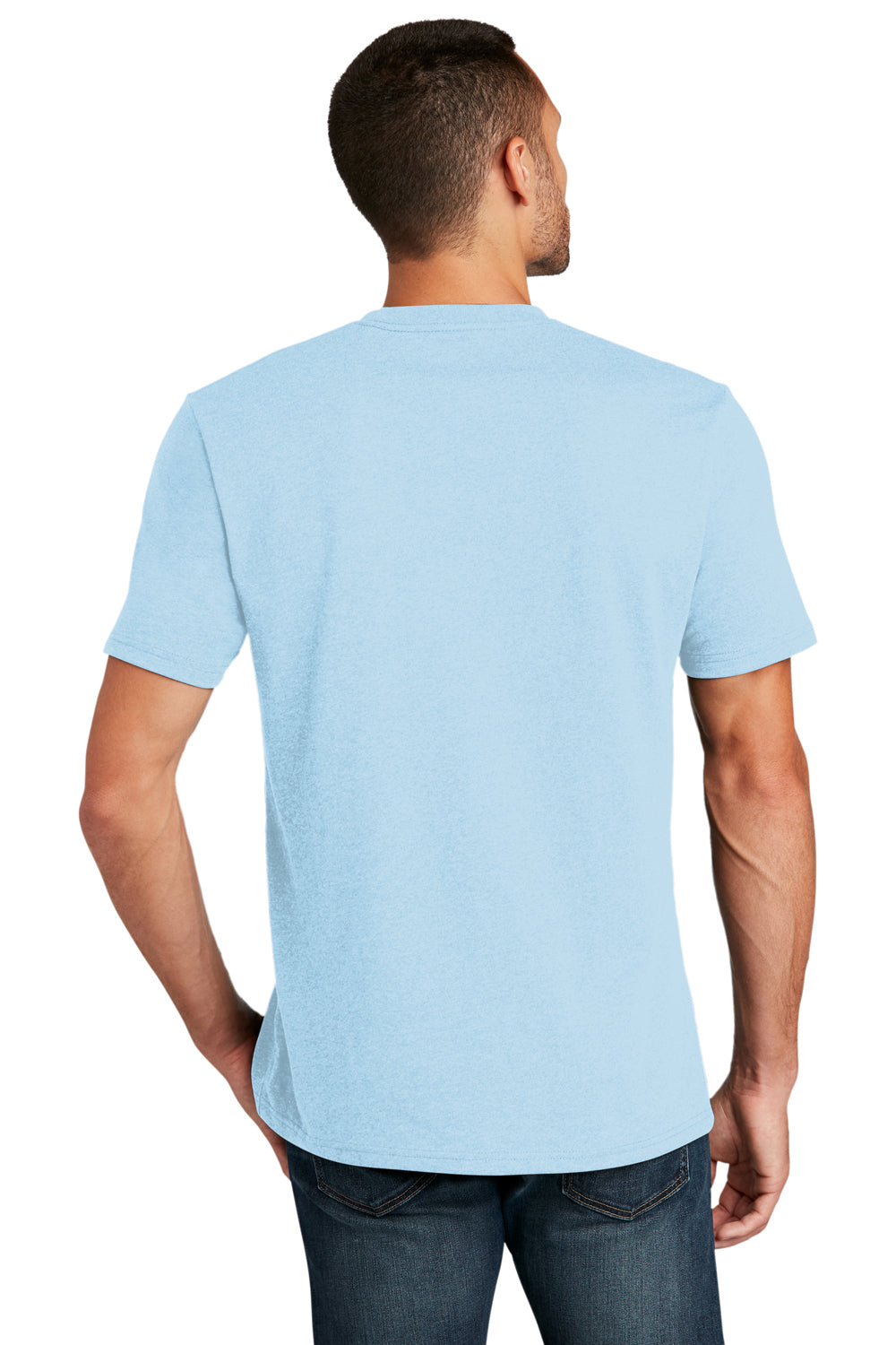 District DT8000 Mens Re-Tee Short Sleeve Crewneck T-Shirt Crystal Blue Model Back