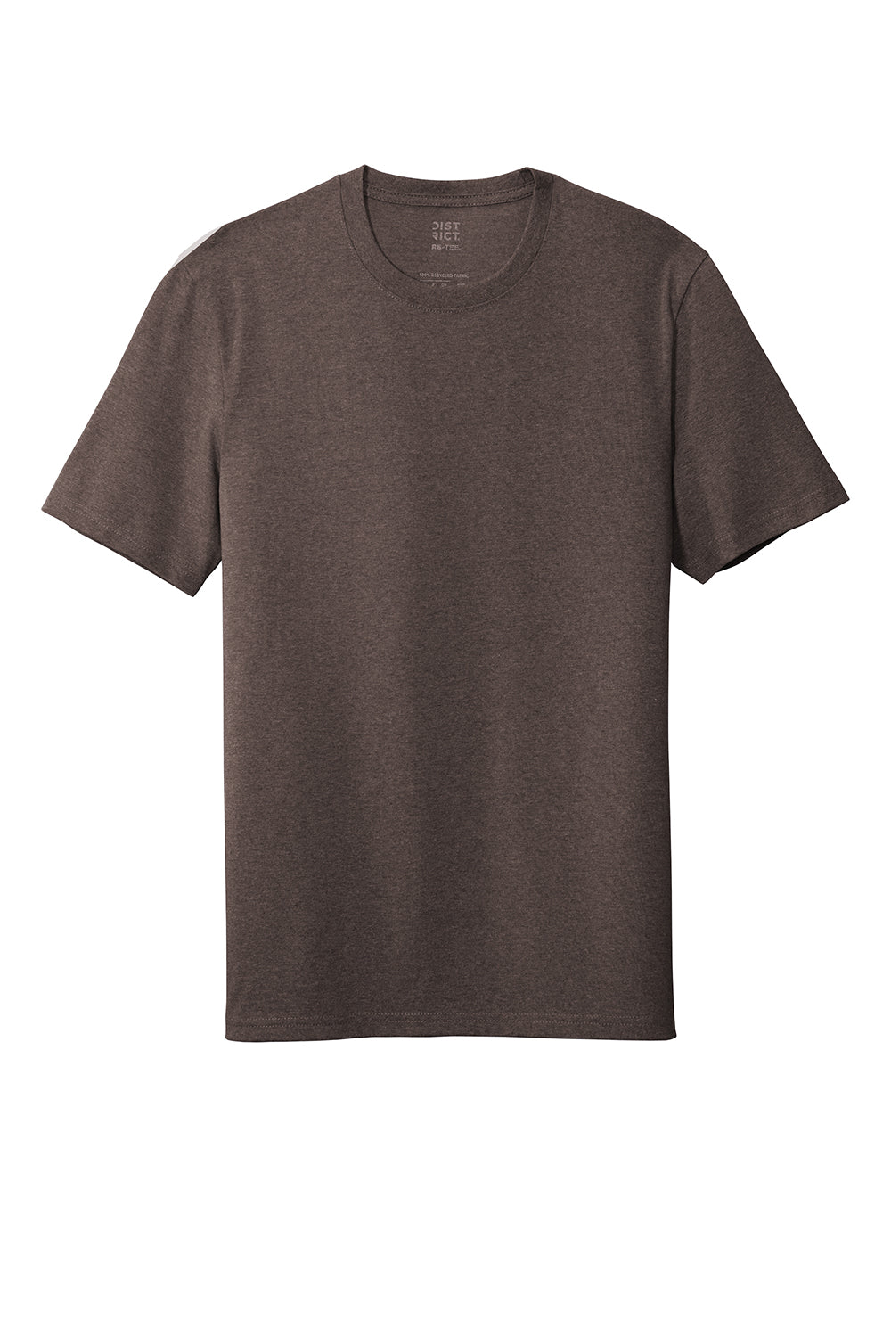 District DT8000 Mens Re-Tee Short Sleeve Crewneck T-Shirt Heather Deep Brown Flat Front